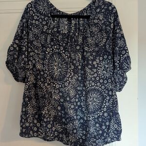 Torrid Navy and White Short Sleeve Top